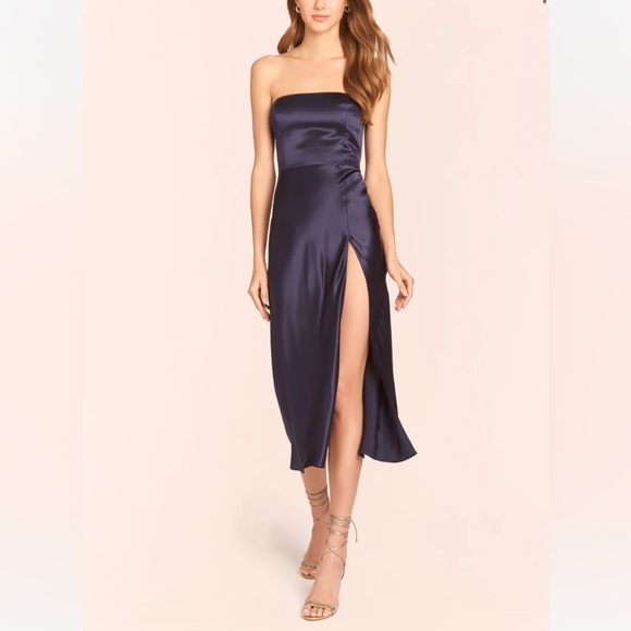 Amanda Uprichard Mandy Midi Dress, size large, navy blue - Picture 1 of 8